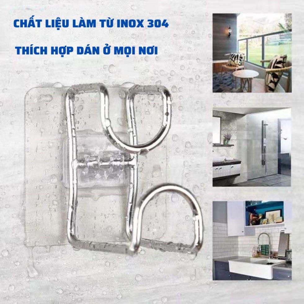 Móc Inox Dán Tường Siêu Dính Treo Thau Chậu, Nồi ,Thớt , Khăn, Quần Áo/ Giá Gắn Tường Treo Đồ Nhà Bếp, Nhà Tắm K190