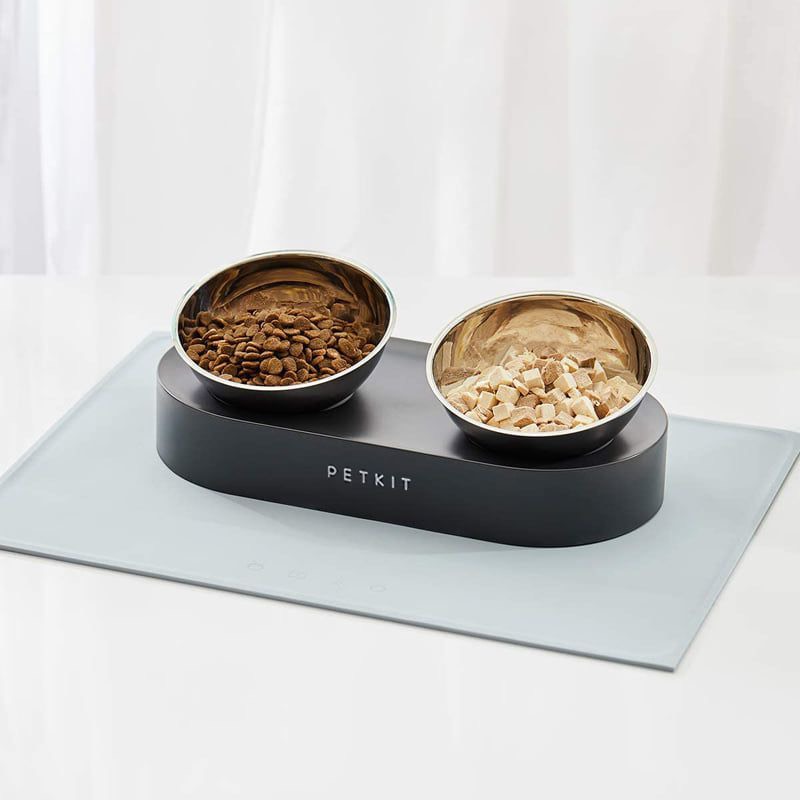 BÁT ĂN ĐÔI KHÁNG KHUẨN INOX PETKIT NANO METALl 15° CHỐNG GÙ LƯNG CHÓ MÈO