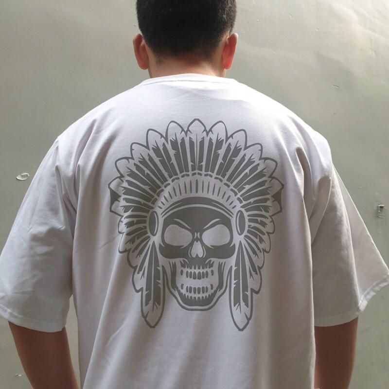 Áo thun tay ngắn phản quang 7màu in mặt quỉ nam nữ