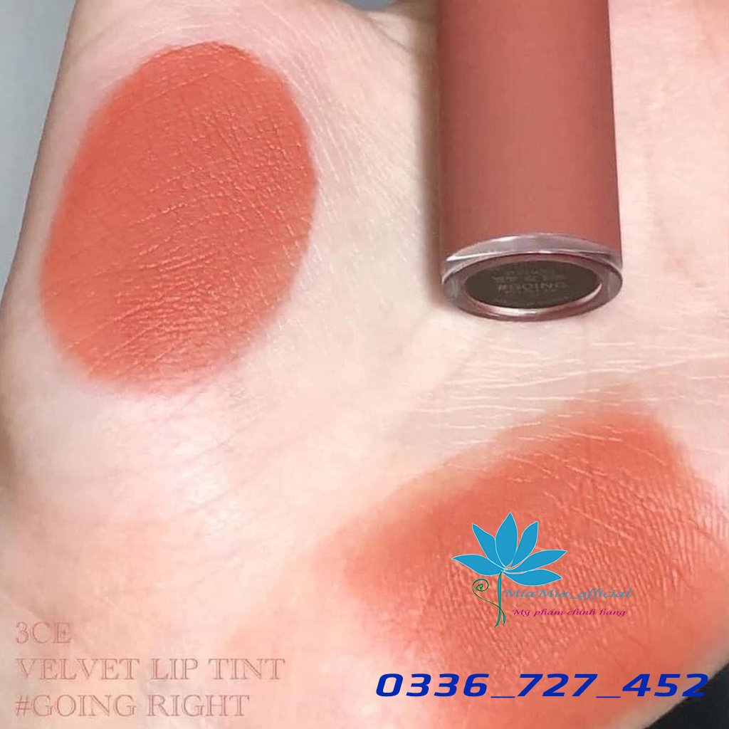 Son 3CE Velvet Lip Tint Going Right – Màu Cam Hồng Đất [CAM KẾT NHẬP KHẨU CHÍNH HÃNG 100%]