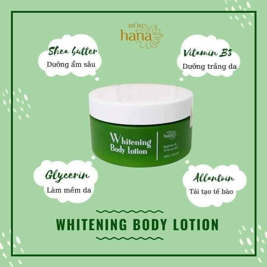 Kem Body Dưỡng Trắng Da Riori Whitening Body Lotion 200g – Kem Dưỡng Trắng Da Toàn Thân Giúp Da Mềm Mịn Trắng Tự Nhiên