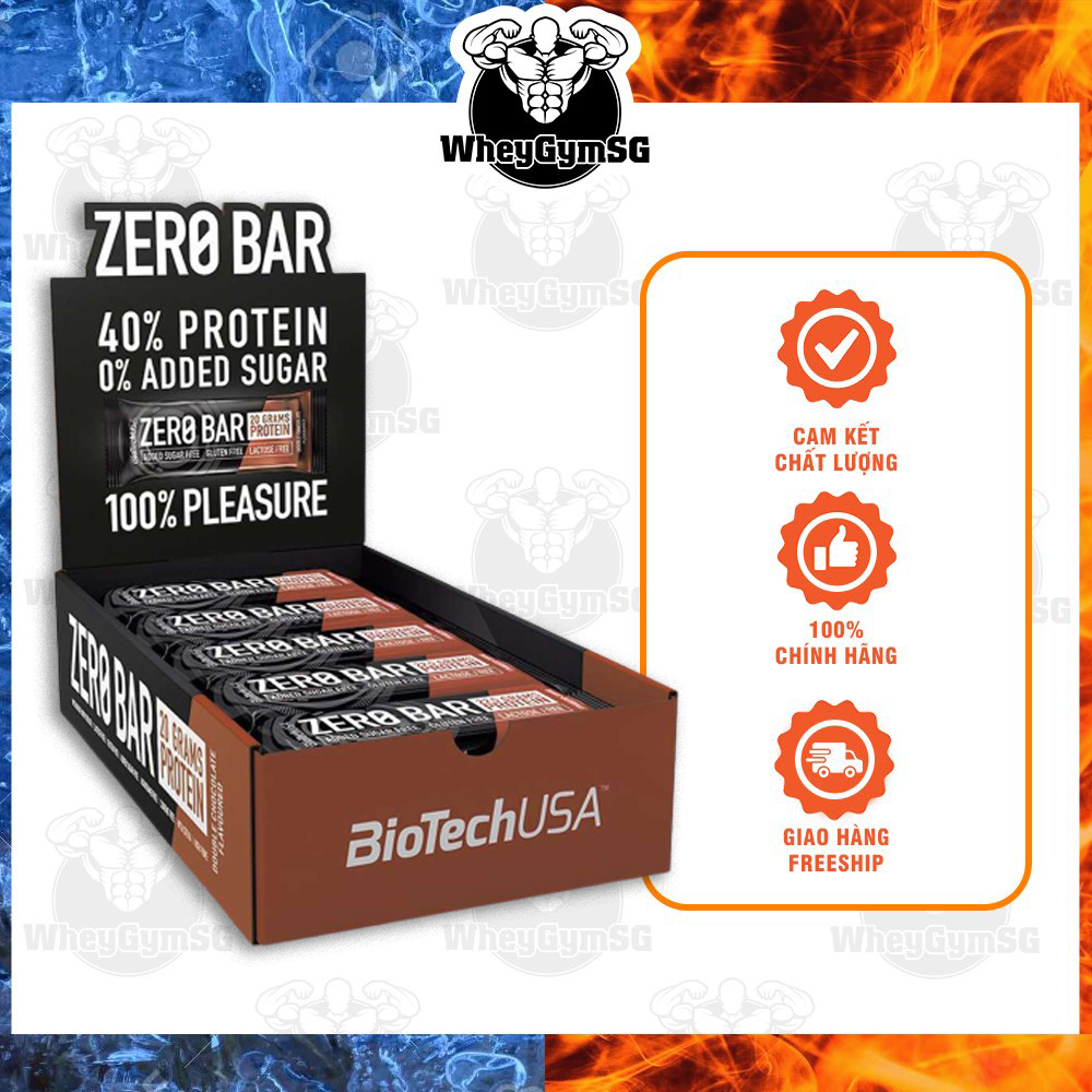 BIotech Protein Zero Bar Bánh Protein Cung Cấp 20 Grams Protein Tăng Cơ, Thay Thế Bữa Phụ 20 Thanh