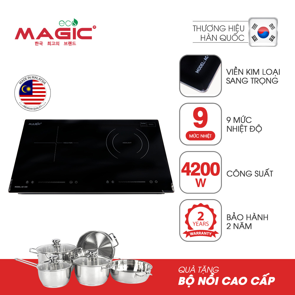 Bếp đôi hồng ngoại và điện từ cao cấp Malaysia Magic Eco AC220 - Hàng chính hãng