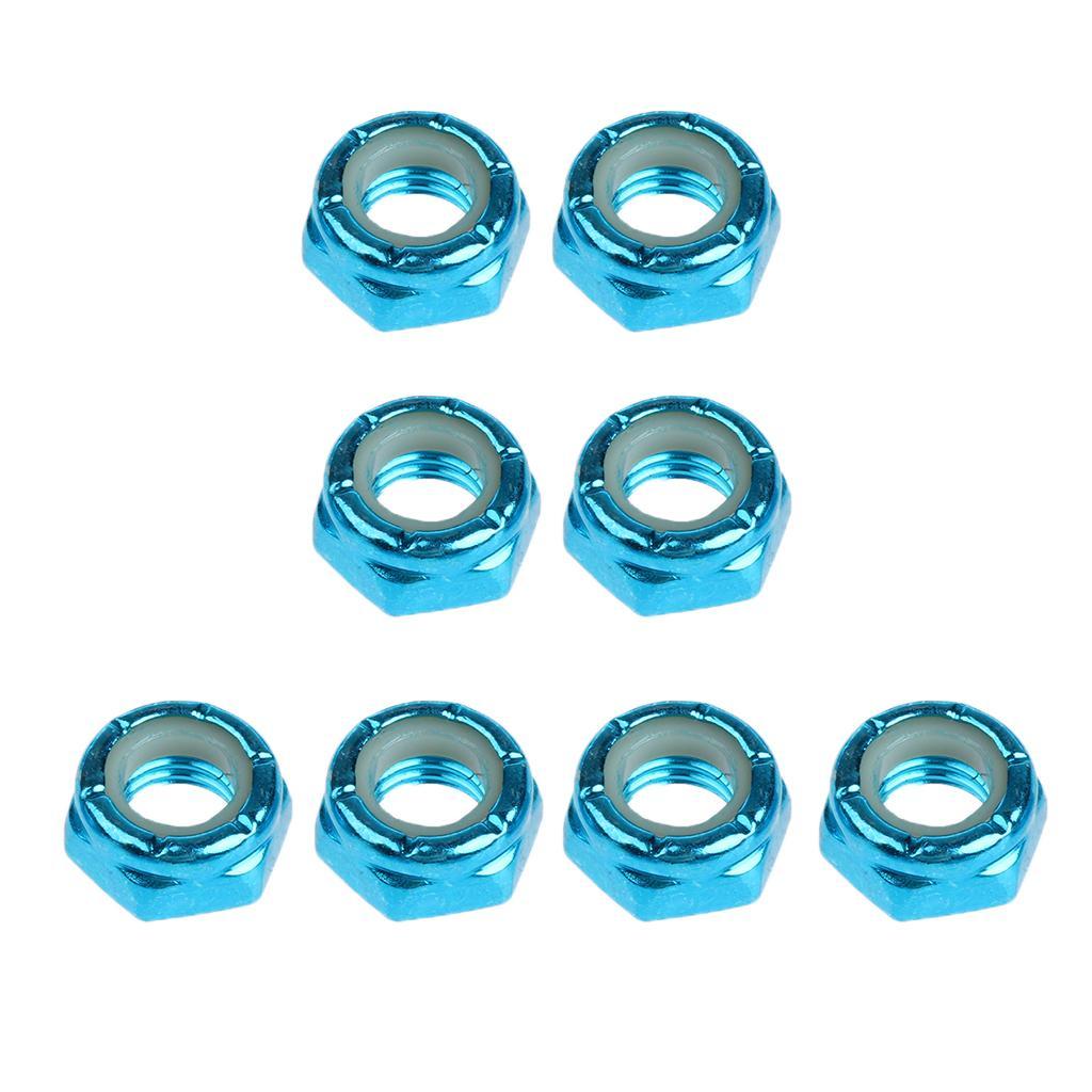 3x8pcs Skateboard Truck Wheel Axle Screw Nuts Longboard Accessories Blue