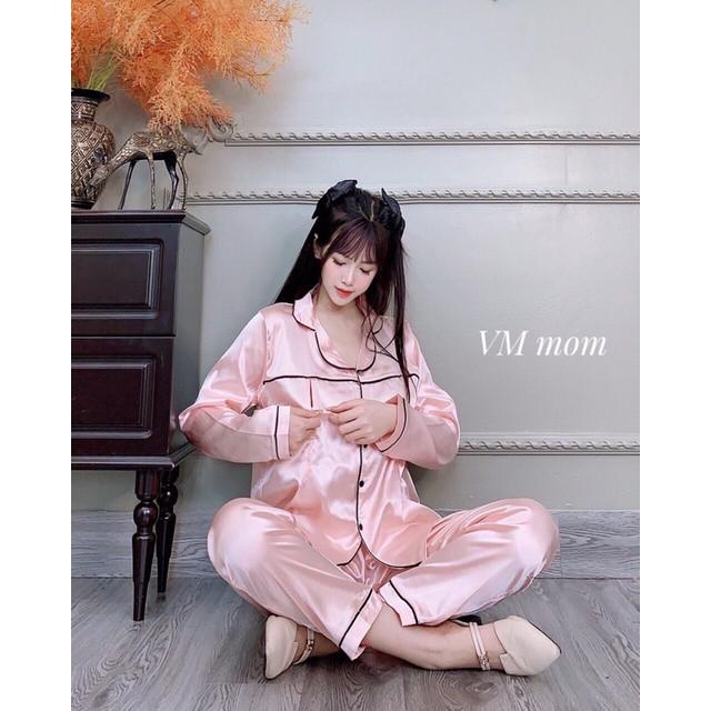 Bộ bầu bộ pijama bầu và sau sinh 2 in1 chất lụa thái cao cấp️quần có chun chỉnh️cam kết ko nhăn️Freesize 43~68k