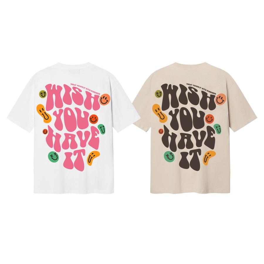 Áo Thun KINDNESS Tay Lỡ Unisex Nam/Nữ màu Beige/Trắng Cổ Tròn - HIGHCLUB