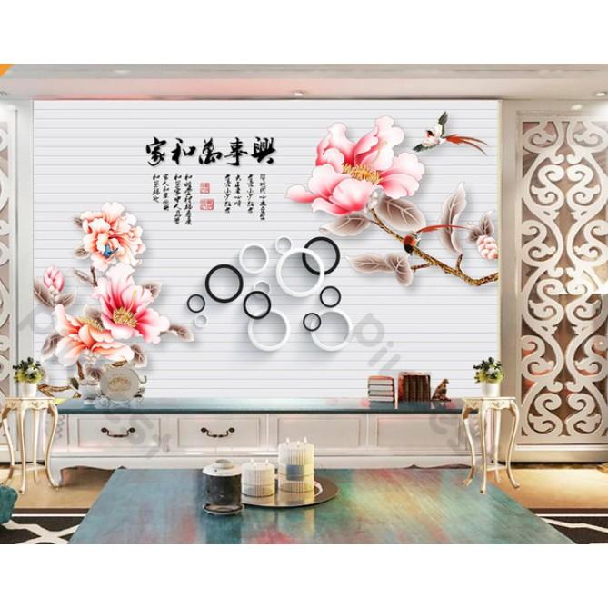 Tranh dán tường Tranh phòng khách phòng ngủ hiện đại dán tường - Hoa Mẫu Đơn Đỏ