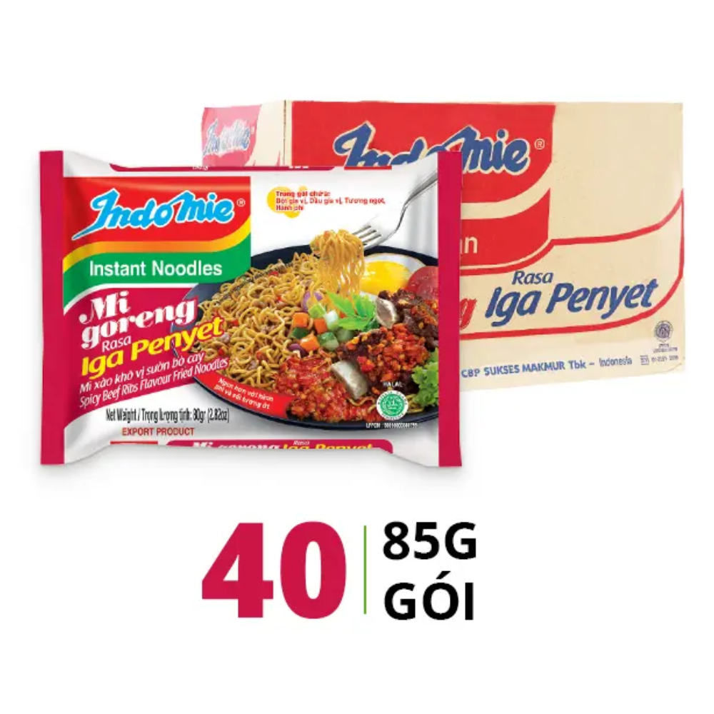 Mì Goreng Rasa Iga Penyet Vị Sườn Indomie (80G X 40 Gói/Thùng)