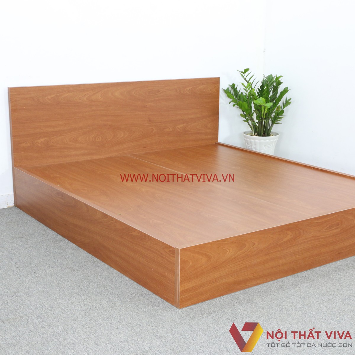 Giường Ngủ Gỗ Mdf Melamine Màu Xoan Đào