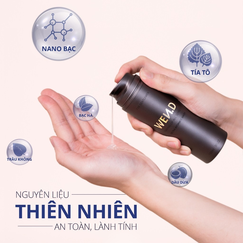 Dung dịch vệ sinh nam WEND làm sạch, khử mùi, dưỡng ẩm trơn mịn, hương nước hoa nam tính cuốn hút 150ml