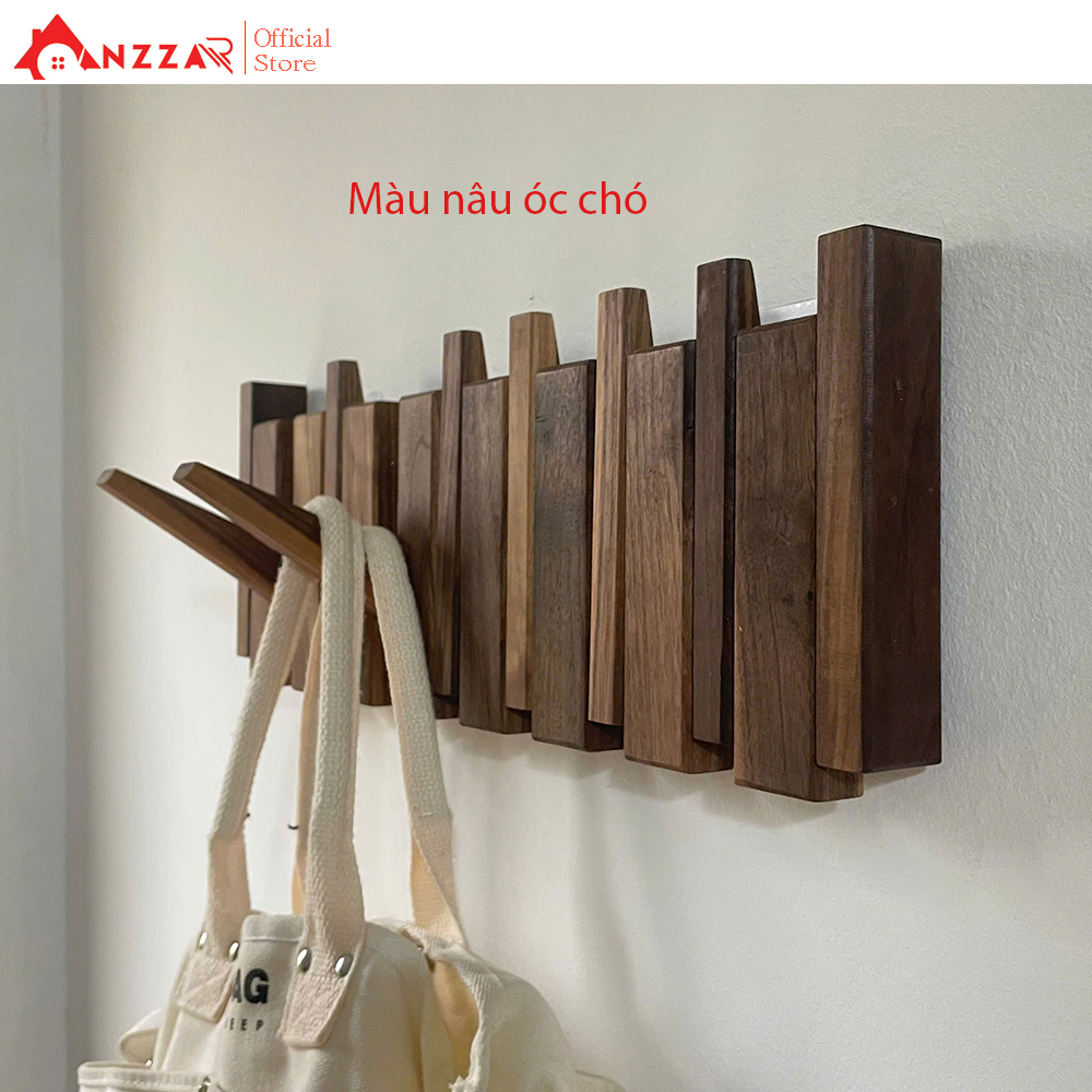 Móc gỗ treo tường cao cấp Anzzar, móc treo quần áo, phụ kiện, giá gỗ treo quần áo-MT06