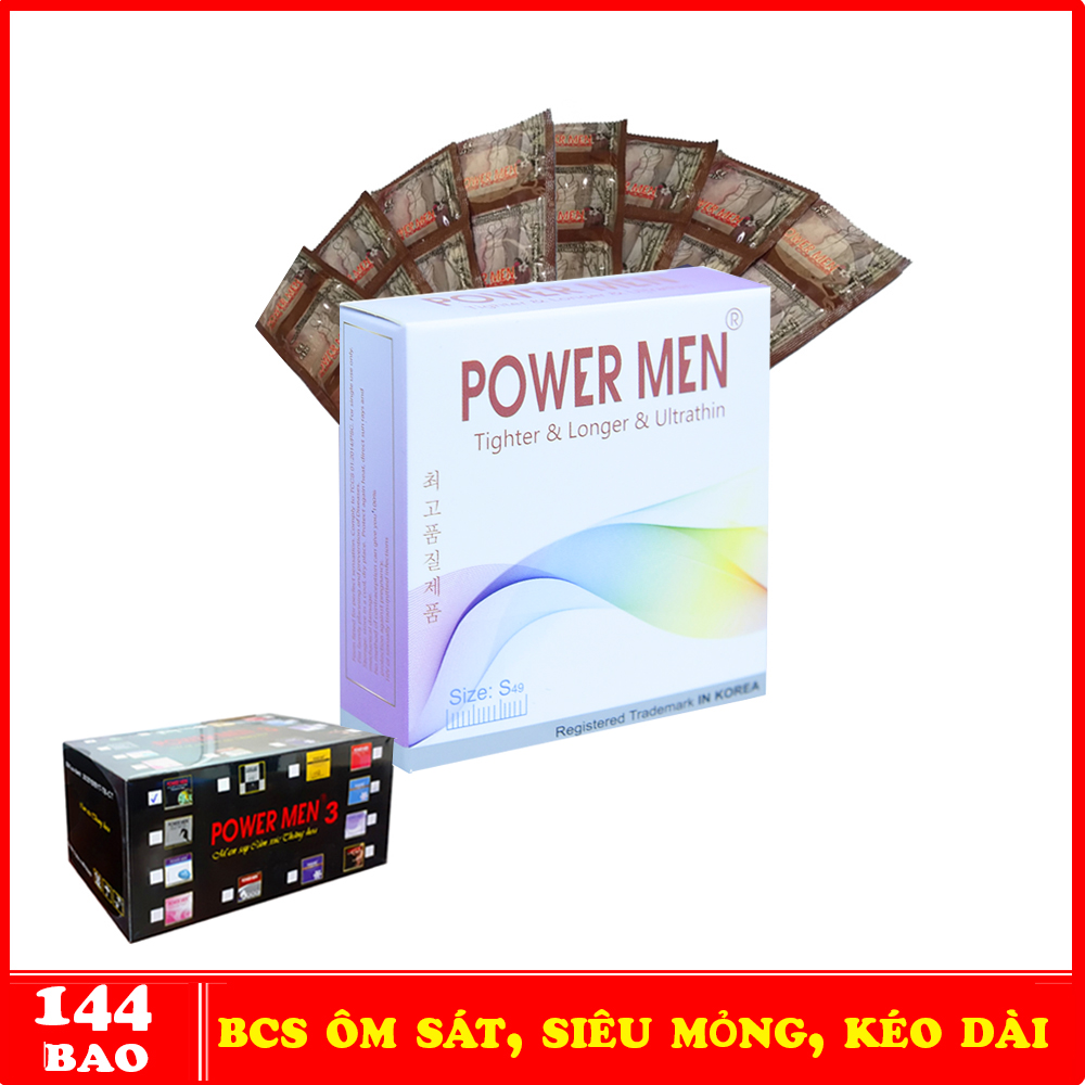 Bao Cao Su Powermen Gia Đình - Hộp 144 BCS Powermen ôm sát, siêu mỏng, kéo dài thời gian - che tên sp khi giao hàng