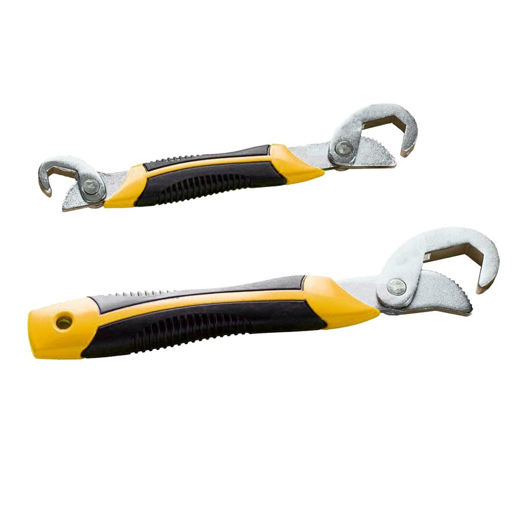 2PCS Multifunction Adjustable Universal Quick Snap'N Grip Wrench Tool Yellow