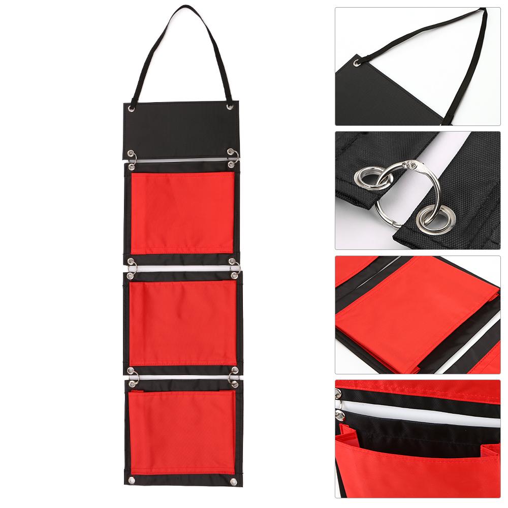 Túi treo trên cửa bằng vải Oxford đa chức năng 3 ngăn màu đỏ