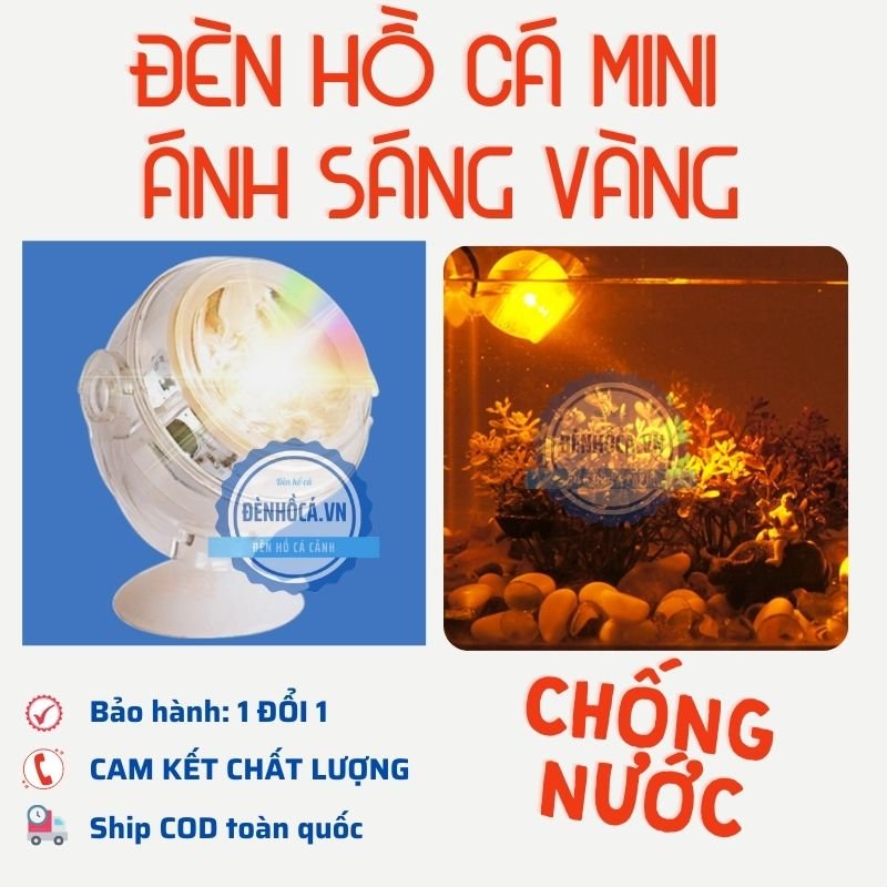ĐÈN SOI TRÒN ÁNH SÁNG VÀNG ĐỂ CHÌM DƯỚI NƯỚC DÀNH CHO HỒ CÁ, HỒ THUỶ SINH MINI