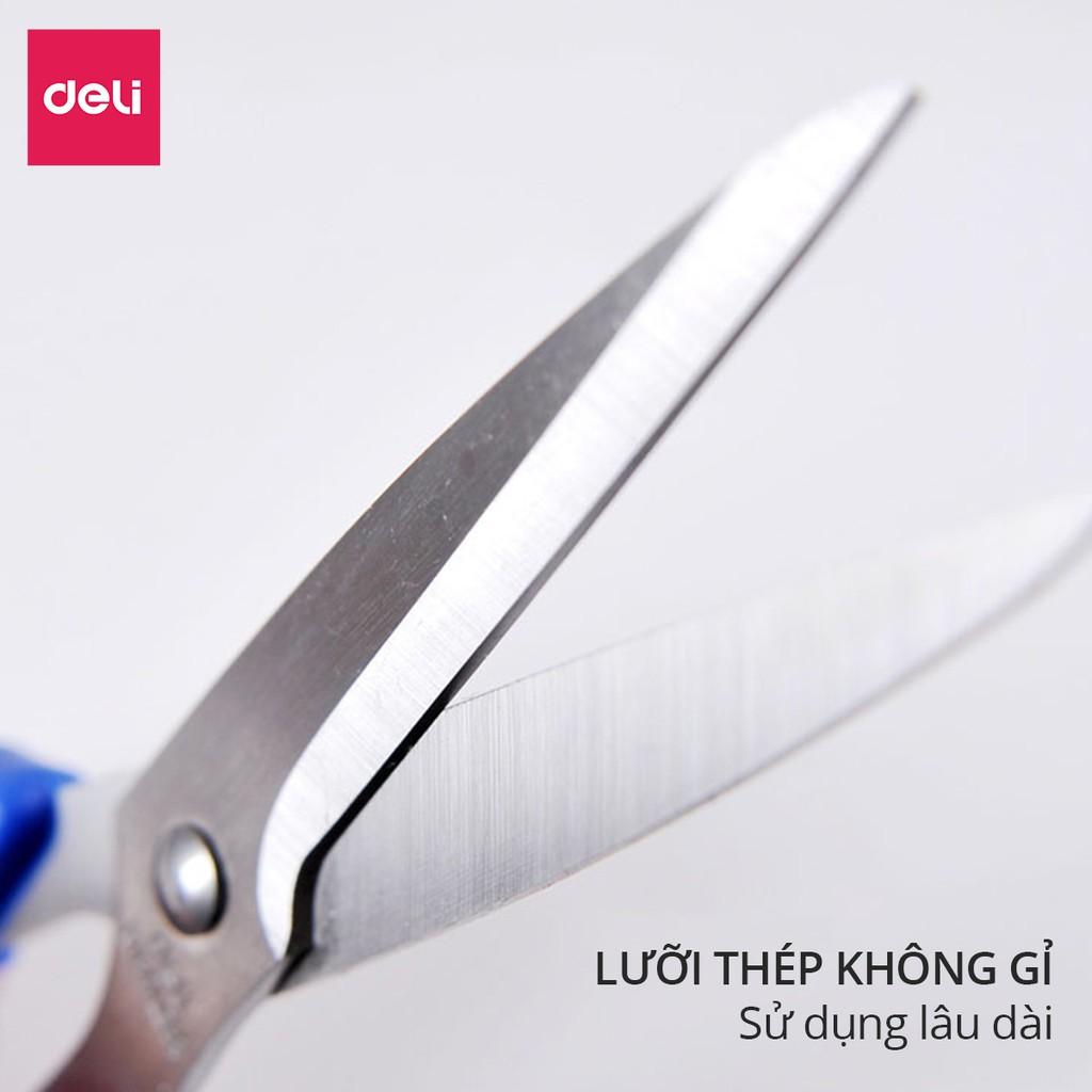 Kéo văn phòng 190mm Deli - Kéo đa năng sử dụng phòng bếp - Đen/Xanh - E6001
