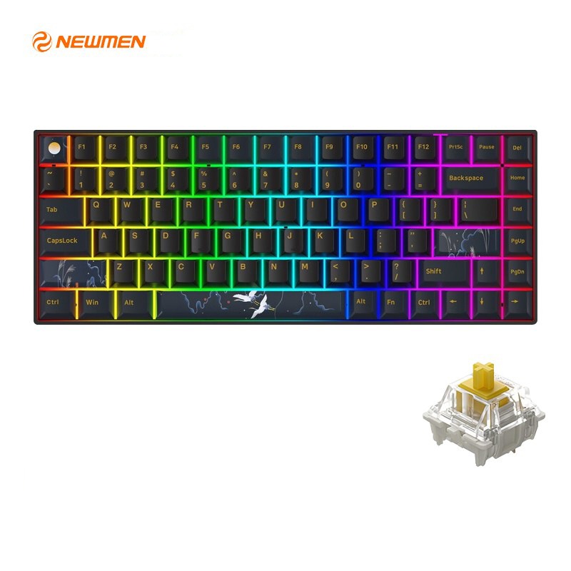 Bàn phím cơ không dây Newmen GM840 Pro (Hạc - Trăng &amp; Mây) KailhBox Red / White Axis - Hàng Chính Hãng