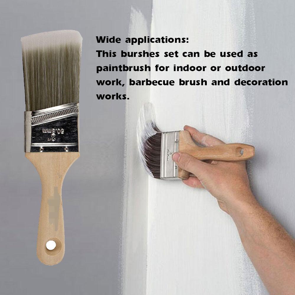 5PCS Wooden Handle Brush Set Home Household Paint Brush Barbecue Brush Marine Paint Brush Multifunctional Utility Brush