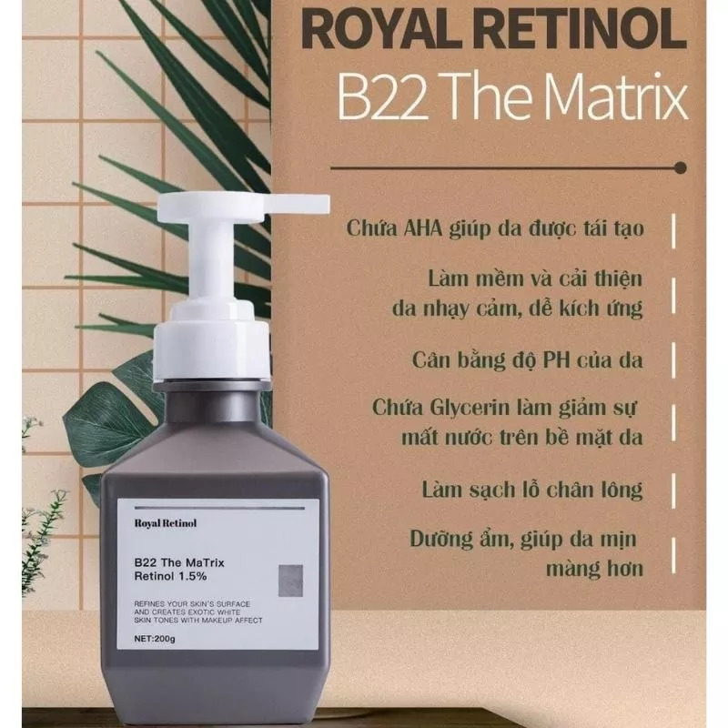 Retinol B22 Royal THE MATRIX B22 - Kem dưỡng trắng da body 200ml Chính hãng