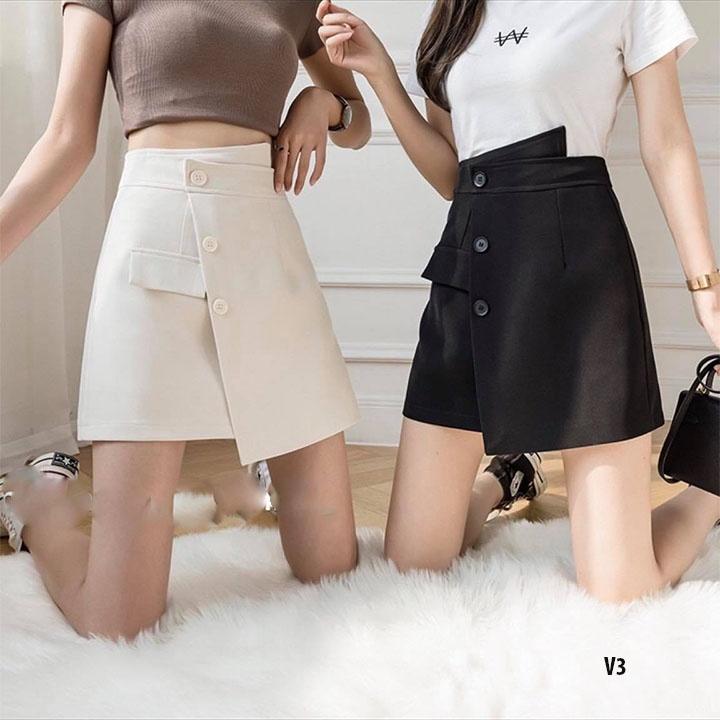 Quần giả váy vạt chéo phối cúc sang trọng