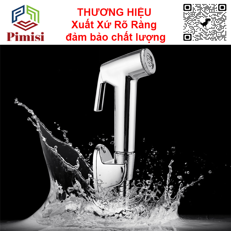 Vòi Xịt Vệ Sinh Bồn Cầu Toilet Trong Nhà Tắm Tăng Áp Pimisi Chịu Áp Lực Nước - Mạ Xi Inox Sáng Bóng Từ Tay Xịt Và Dây Mềm Cao Cấp | Hàng Chính Hãng