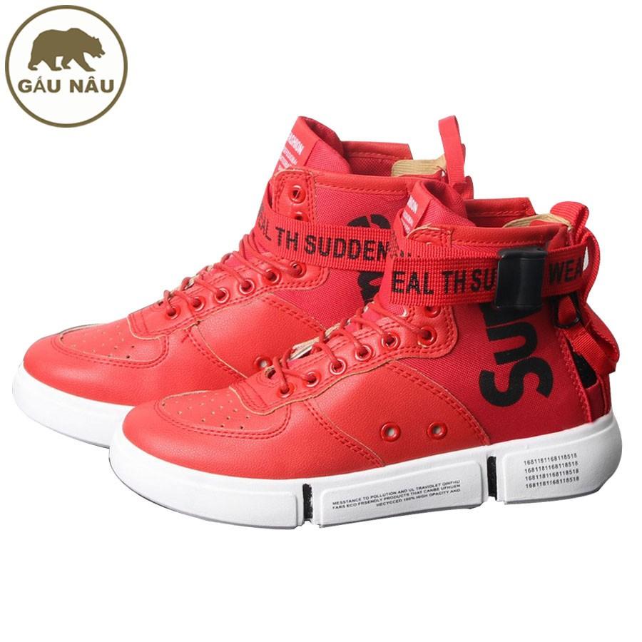 Giày sneaker cổ cao full đỏ thời trang đi đầu 2019 GN386 Gấu Nâu