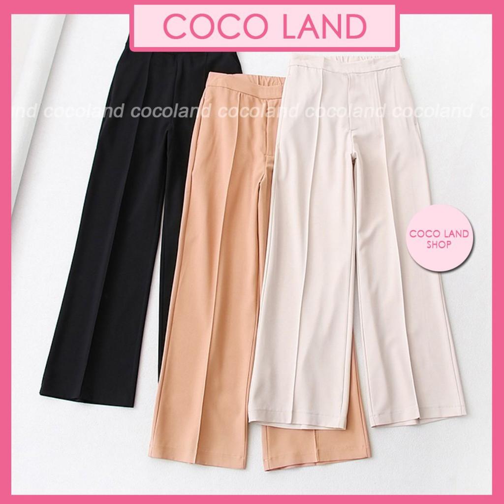 Quần ống suông nữ cạp cao culottes dài vải tuyết mưa