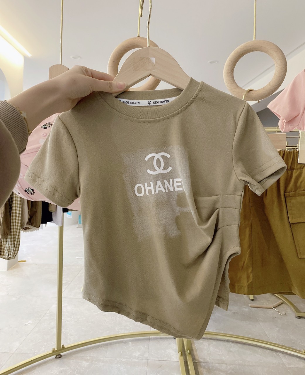 Áo thun bé gái cộc tay 2-7 tuổi in chữ ANNAKIK vải cotton co giãn thấm hút mồ hôi kiểu dáng thời trang