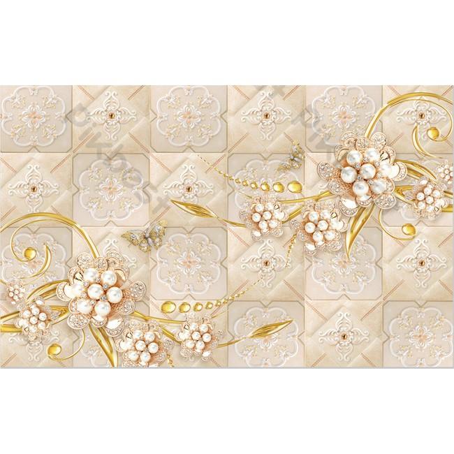 Tranh dán tường Hoa trang sức sang trọng hiện đại, tranh dán tường 3d hiện đại MS1120732