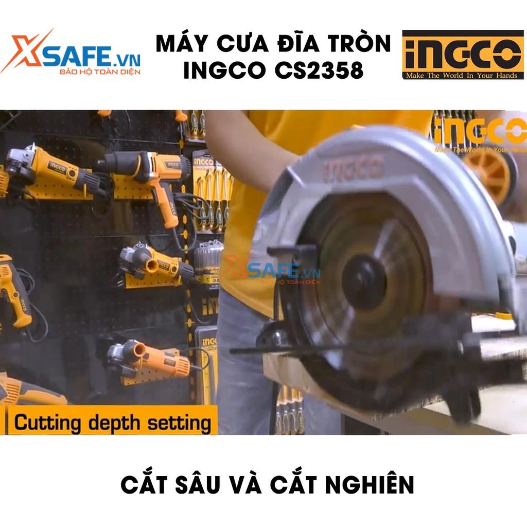 Máy cưa đĩa tròn INGCO CS2358 kèm theo 1 lưỡi cưa TCT 60T, công suất 2200W, tốc độ không tải 3800rpm - Chính hãng