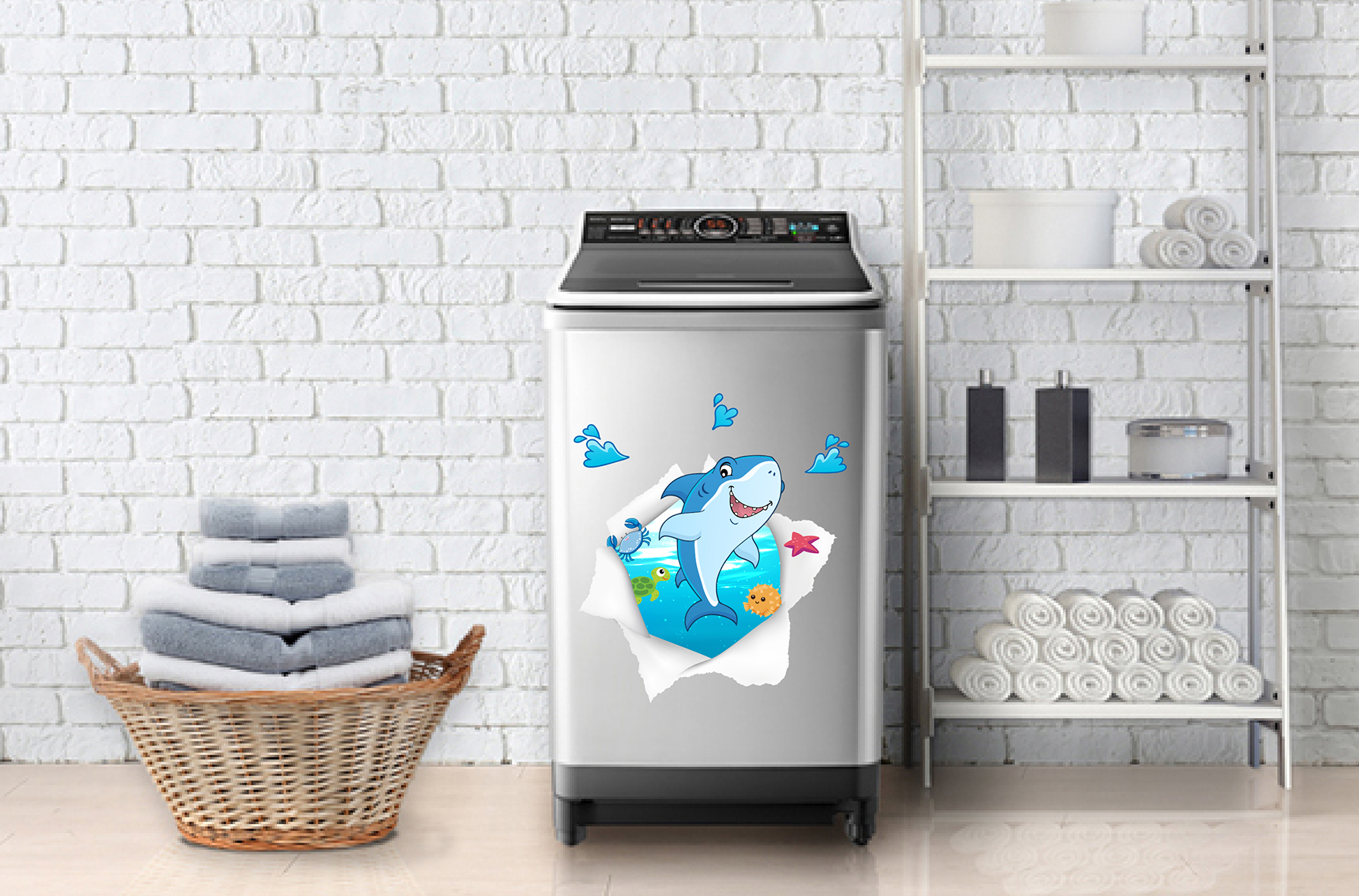 Decal trang trí máy giặt số 12