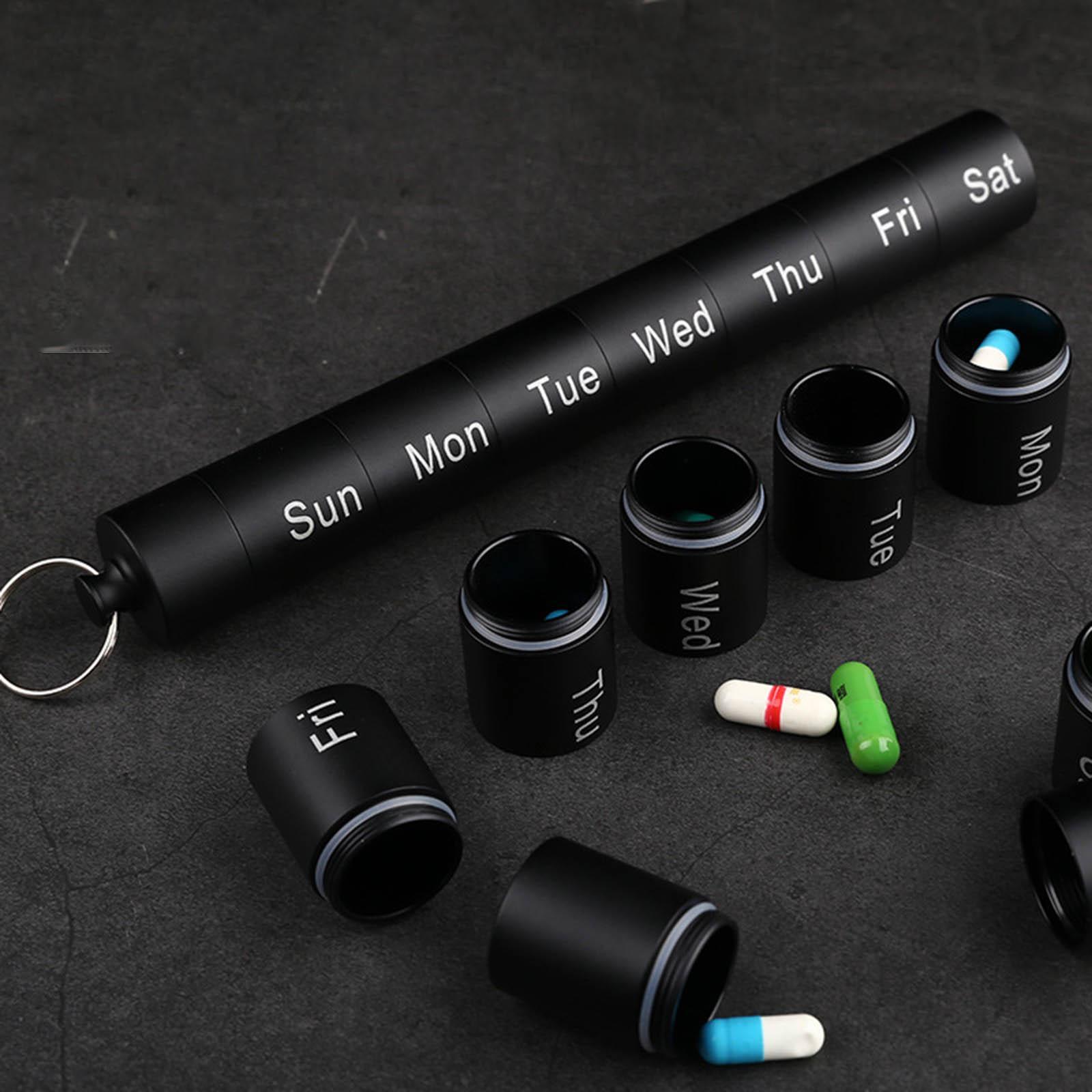 Weekly Pill Organizer Moisture Proof Portable Emergency Medicine Case Keychain Pill Holder