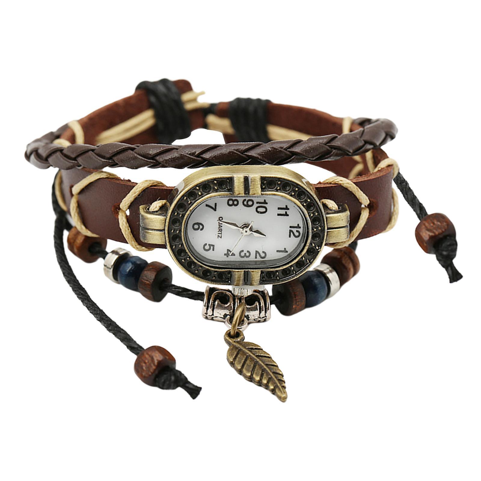 Hip Hop Punk Style Wrist Watch PU Leather Belt Strap Cuff Watch Bracelet,