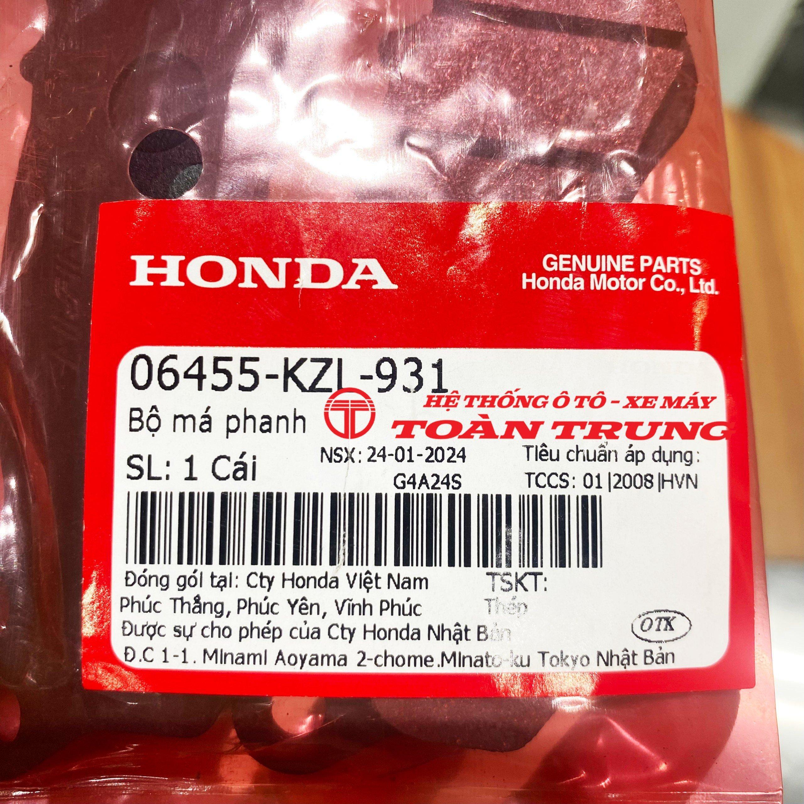 Má phanh dầu trước xe PCX125 (2012-2013) chính hãƞg Honda &quot;06455KZL931&quot;