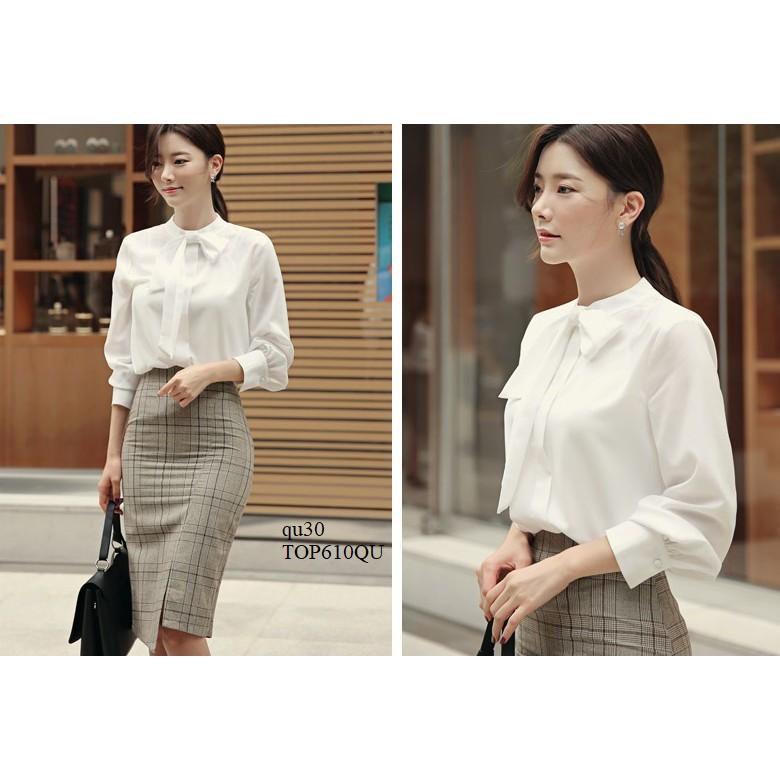 TOP502 ÁO SƠ MI TRẮNG CỔ TRỤ