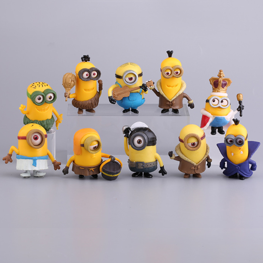 Set 10 đồ chơi Minion Despicable 5.5cm nhựa có chân đế tặng kèm 10 cá vàng vui nhộn