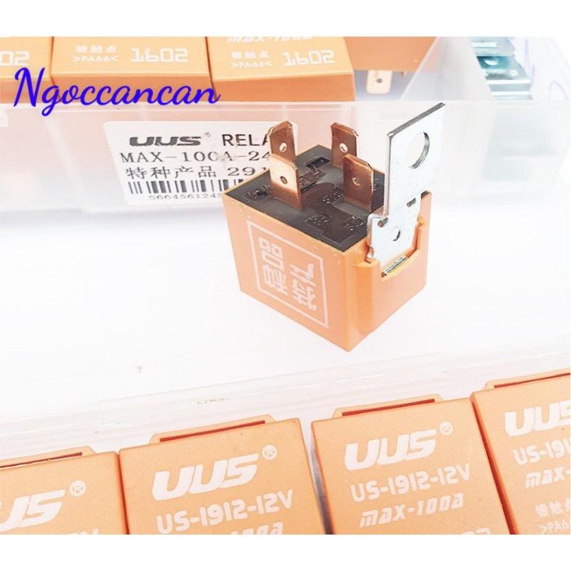 Hộp 10 Rơ Le 4 Chân 12V 100A hoặc 24V 100A Màu Cam