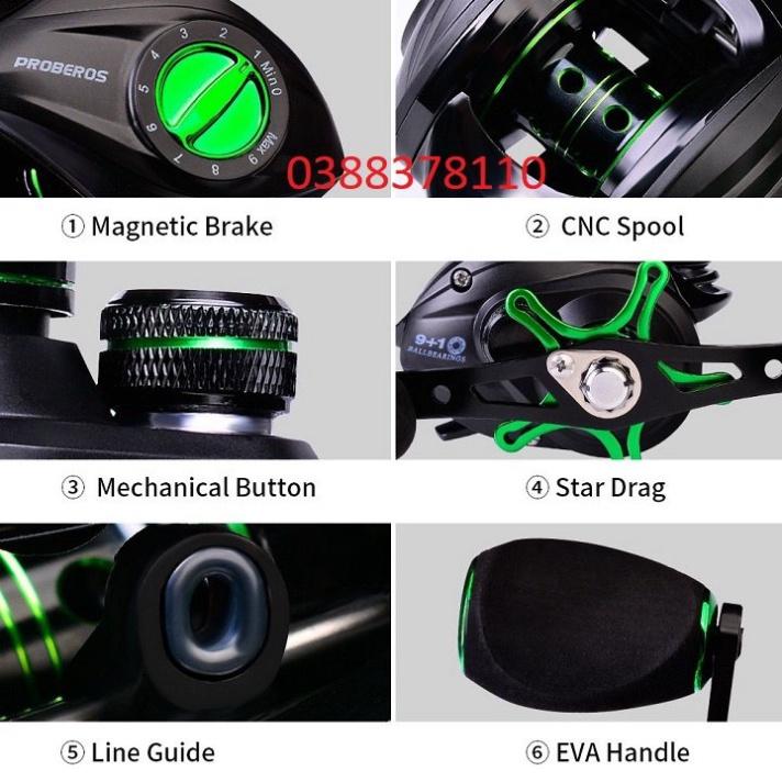 Sale to Máy Ngang, Máy Câu Ngang Câu Lure Proberos Xanh Đen - xả hàng tồn