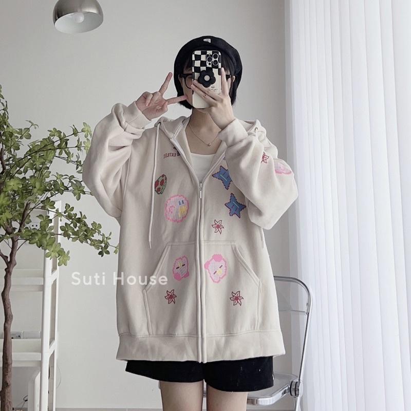 Áo Khoác Nỉ EATILEXD Icon Tim Form Unisex Nam Nữ Nón 2 Lớp Nỉ Bông, o Khoác Hoodie Zip 3 Màu Nam Nữ Ulzzang Unisex - Áo khoác nỉ mũ form rộng nỉ bông dày dặn cotton mềm mịn - L dưới m60,&lt;60kg