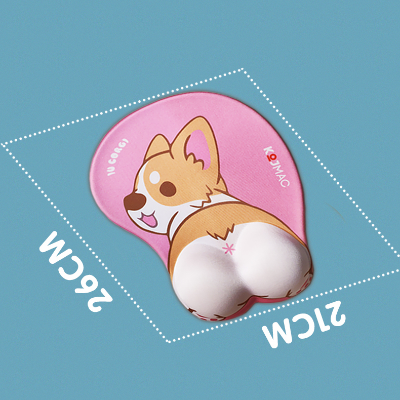 Lót Chuột Có Đệm Tay KOJMAC PKA312 MOUSE PAD SILICONE GAMING 3D ANIME CUTE Mông Cún Corgi Dễ Thương - Hàng Chính Hãng ( Bàn di văn phòng chống đau mỏi cổ tay cho nam nữ chơi game cao cấp )