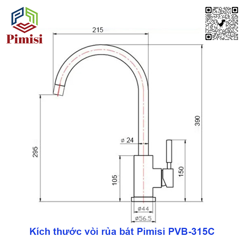 Vòi Nước Rửa Chén Nóng Lạnh Pimisi PVB-315C Inox 304 Mạ Sáng Bóng Dùng Cho Chậu Rửa Bát 1-2-3 Hố Trong Nhà Bếp, Kiểu Cổ Ngỗng, Chỉnh Nhiệt Gật Gù Gắn Bồn Rửa Âm - Dương Bàn Đá, Quay 360 Độ Tăng Áp Nhẹ, Kèm 2 Sợi Dây Cấp Nước Vòi Rửa Bát | Hàng Chính Hãng