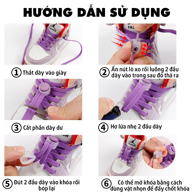 Dây giày thời trang co giãn không cần buộc kèm khóa phụ kiện tiện dụng giày thể thao sneaker cho người lớn và trẻ em