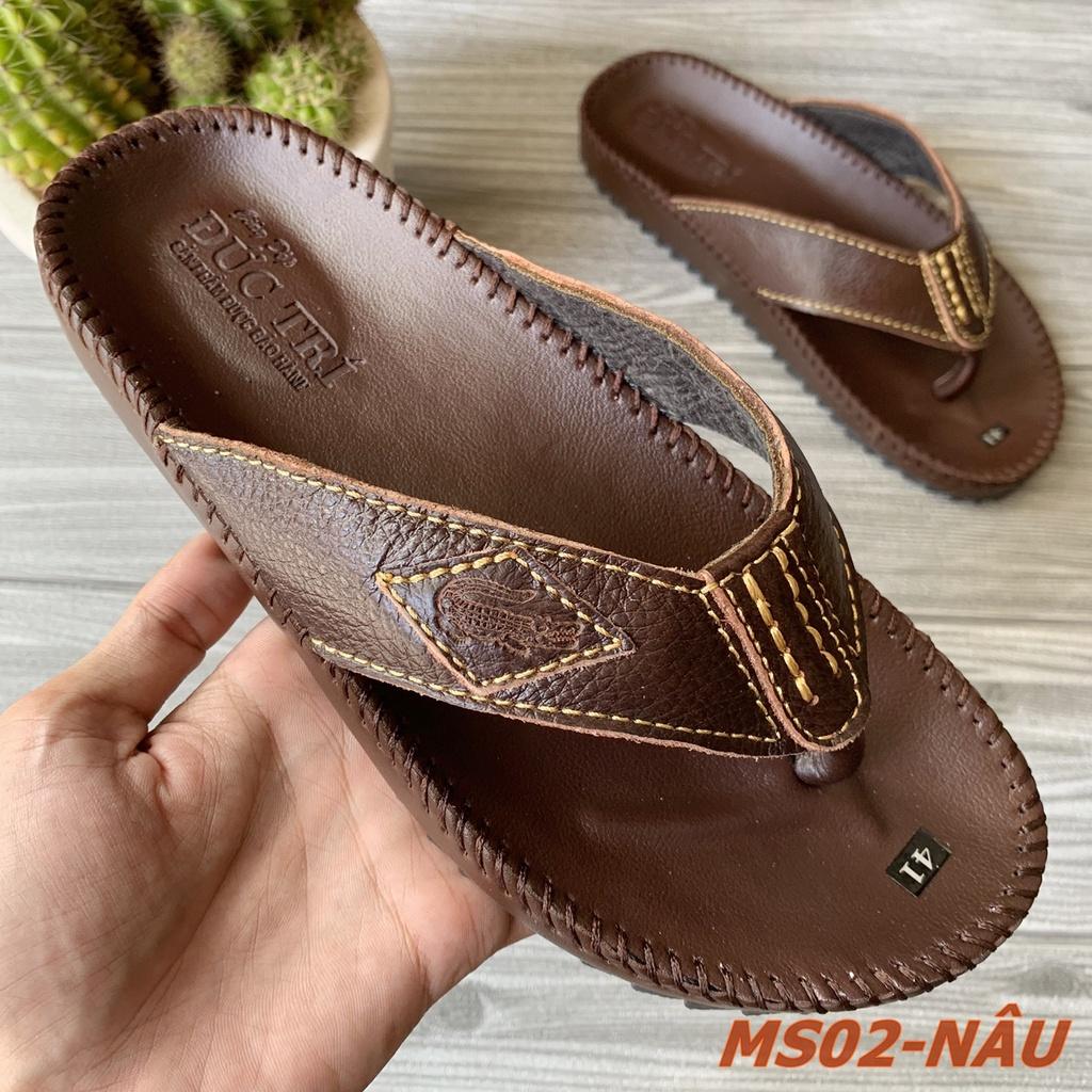 Dép xỏ ngón nam da bò cao cấp, dép nam trung niên DT02