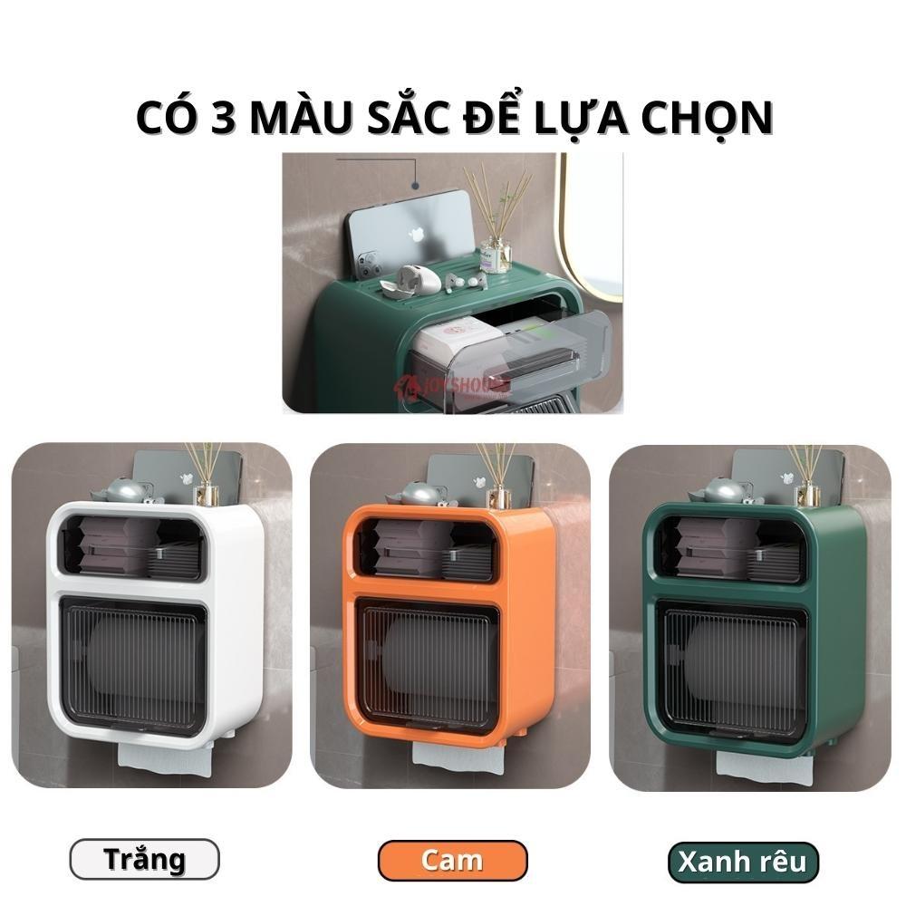 Hộp giấy vệ sinh Hộp đựng giấy vệ sinh dán tường trong nhà tắm có nắp che chống nước và hai ngăn đa năng để được tất cả