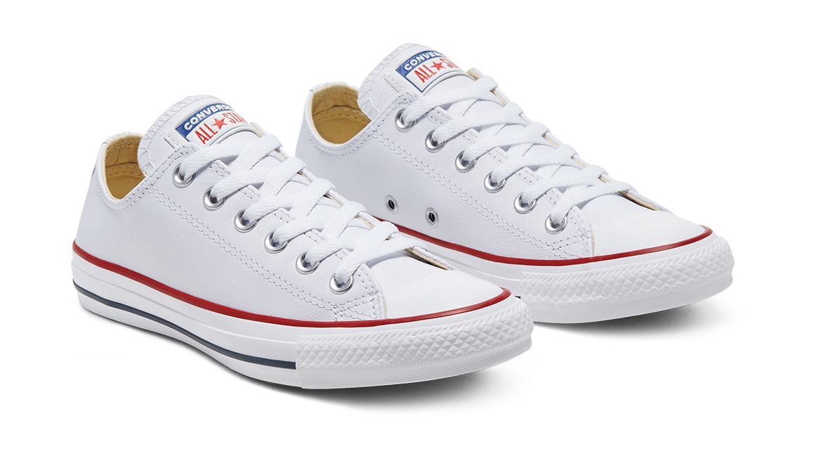 Giày Converse màu trắng sneakers cổ thấp unisex Chuck Taylor All Star Leather- 132173C