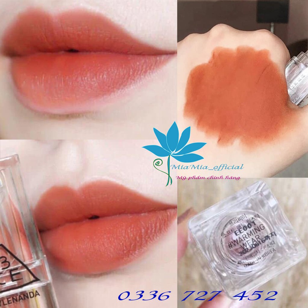 Son 3CE Soft Matte Lipstick Warming Wear Thỏi Lì Màu Cam Cháy Thiết Kế Trong Suốt Bền Màu [CAM KẾT NHẬP KHẨU CHÍNH HÃNG]