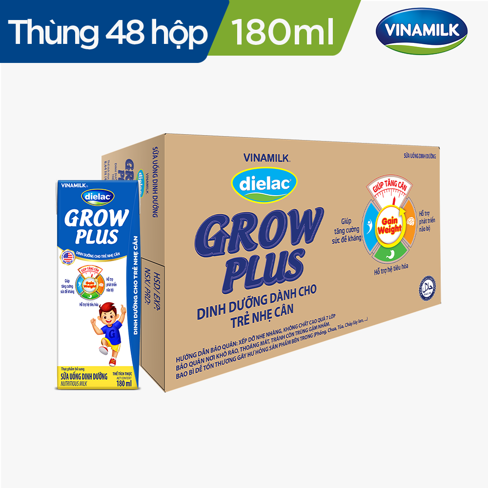 THÙNG 48 HỘP SỮA BỘT PHA SẴN DIELAC GROW PLUS 180ML