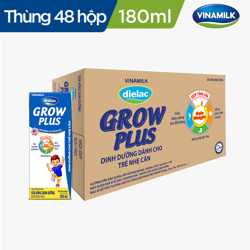 THÙNG 48 HỘP  SỮA BỘT PHA SẴN DIELAC GROW PLUS (XANH) 180ML