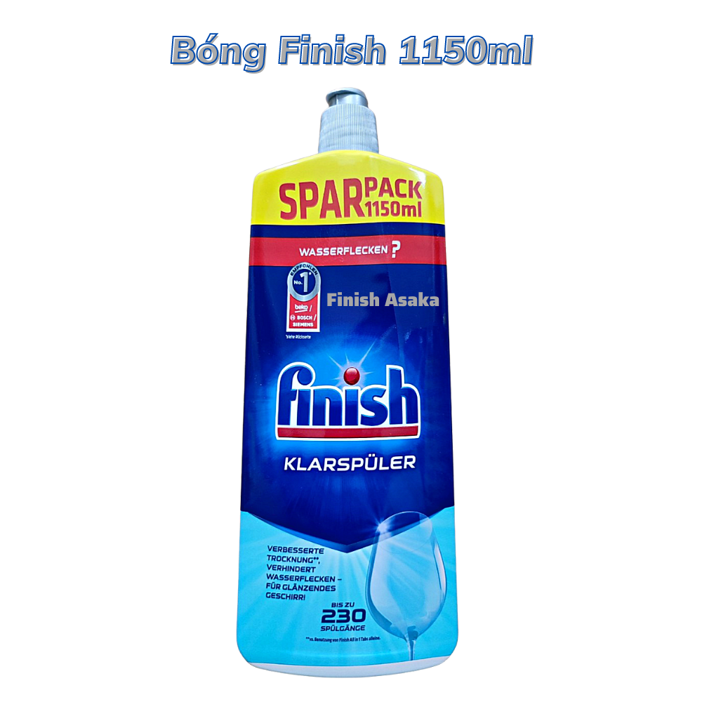 Combo rửa chén Finish: Hộp All in one 90 Viên, bóng chai 1150ml, Muối Hộp 1,5kg - Chính Hãng.