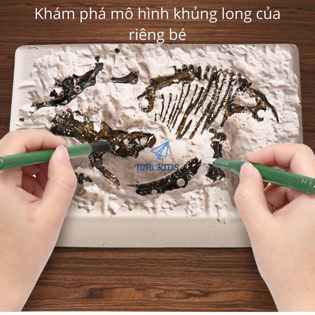 Đồ chơi mô phỏng khủng long hóa thạch đồ chơi khai quật mô hình động vật đủ bộ dụng cụ cho bé từ 4 tuổi